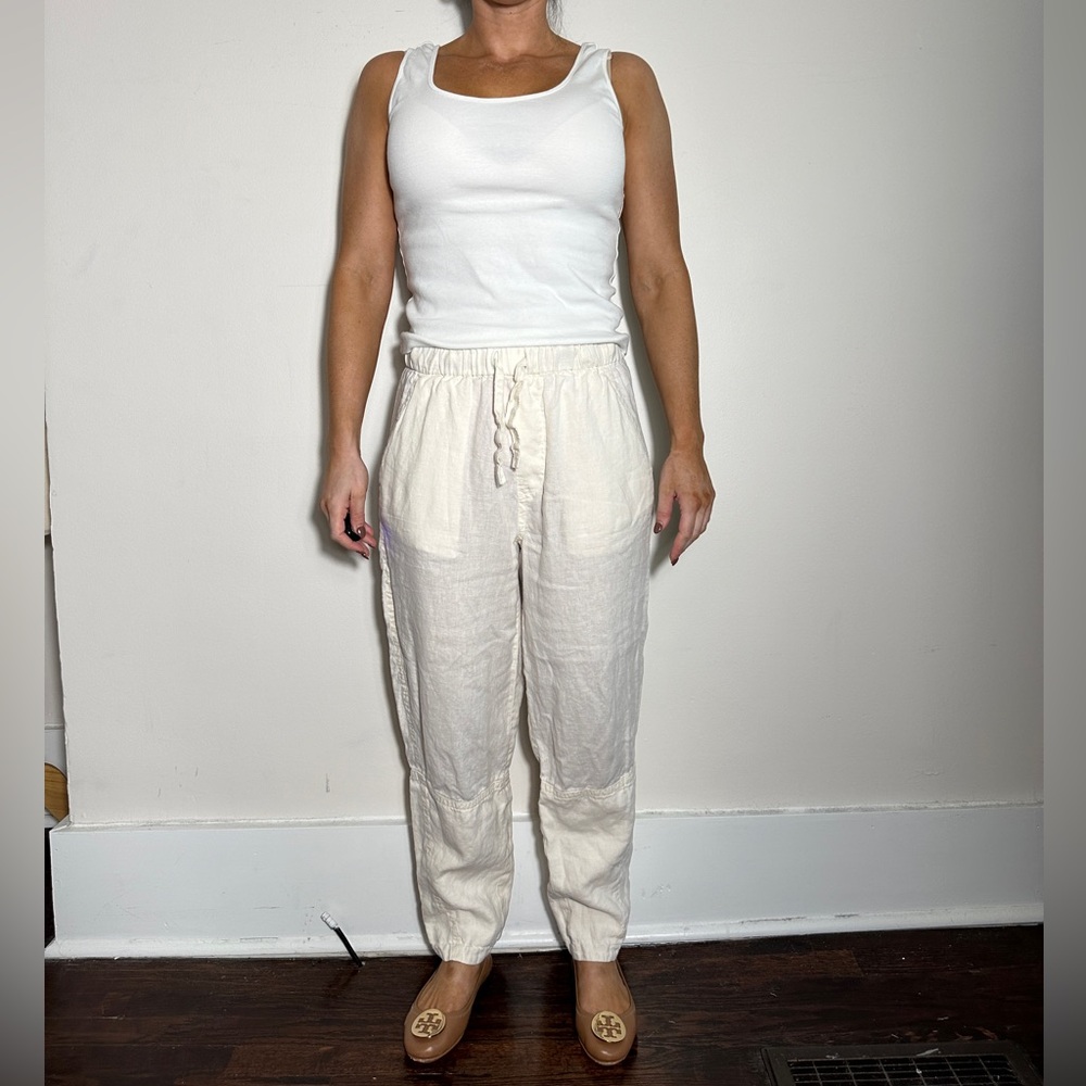 EVERLANE Cream 100% Linen Trousers Size Small